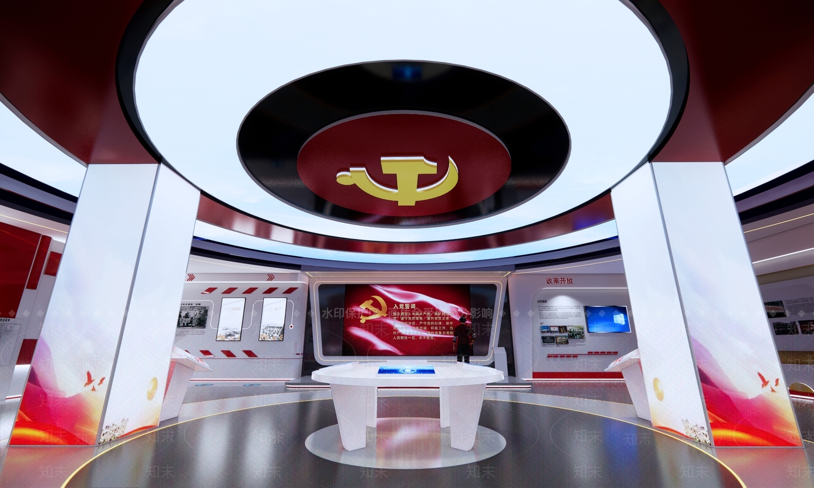现代党建展厅SU模型下载【ID:1123535896】