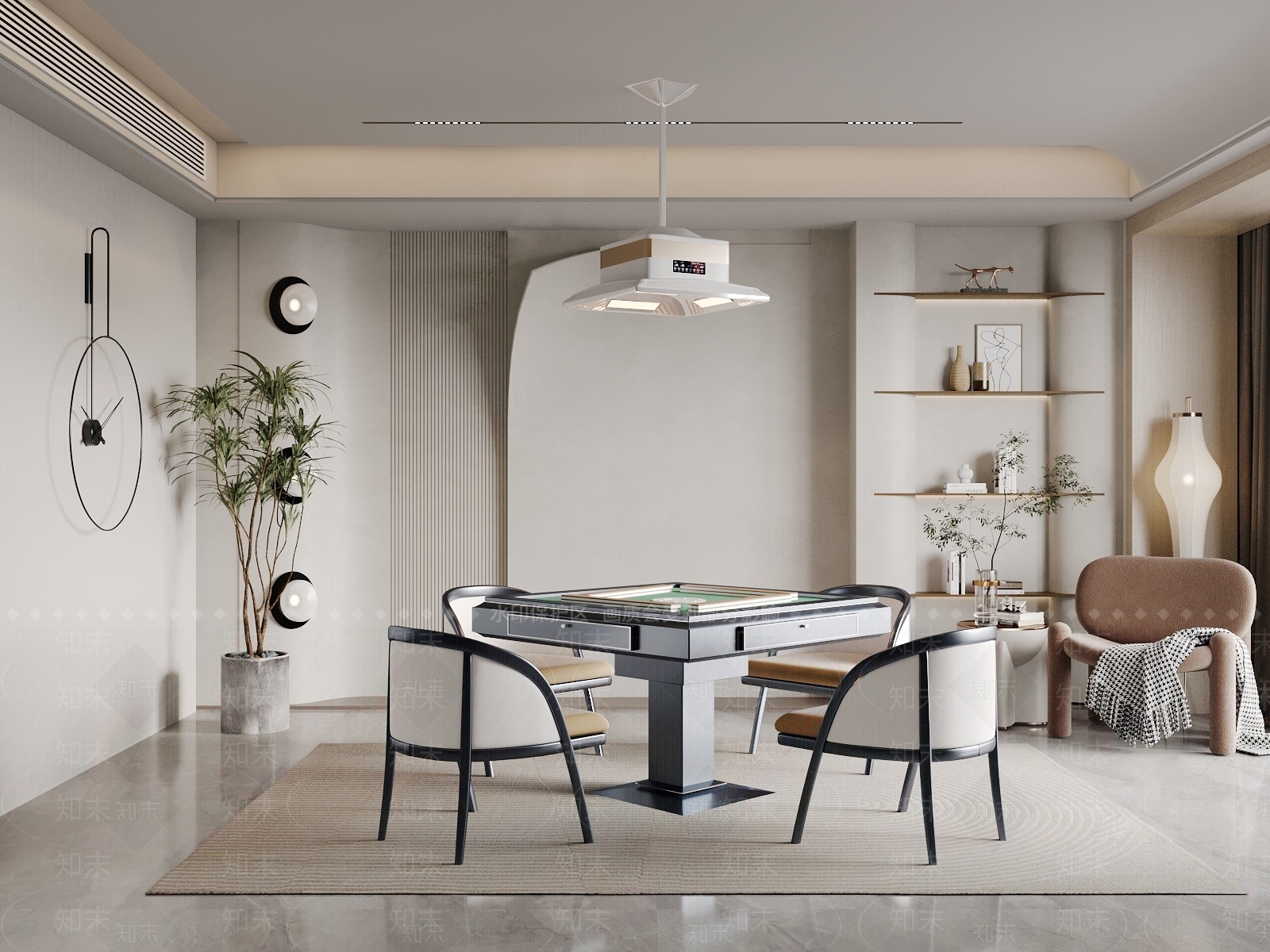 侘寂风棋牌室SU模型下载【ID:1123537108】