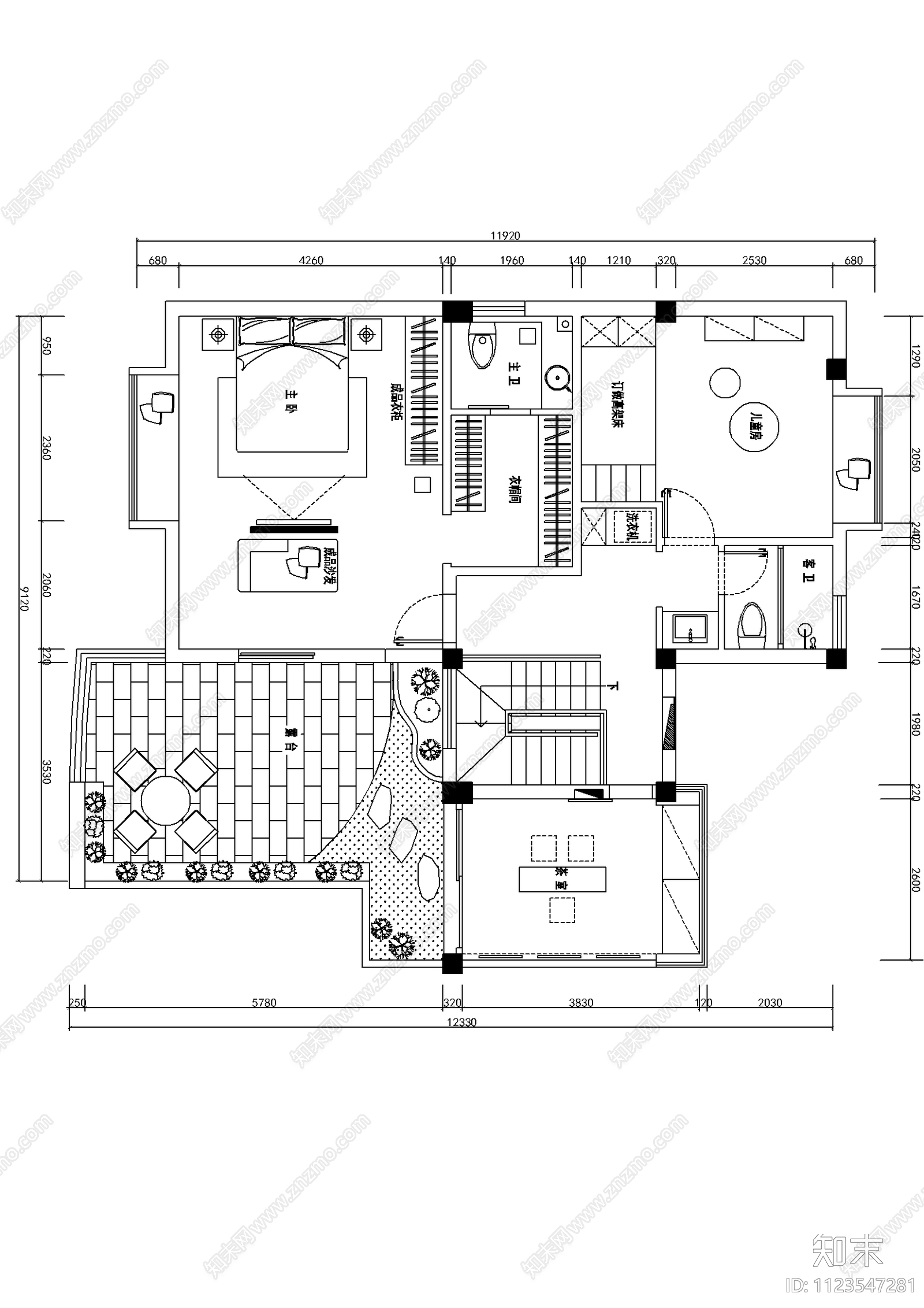 极简别墅设计cad施工图下载【ID:1123547281】