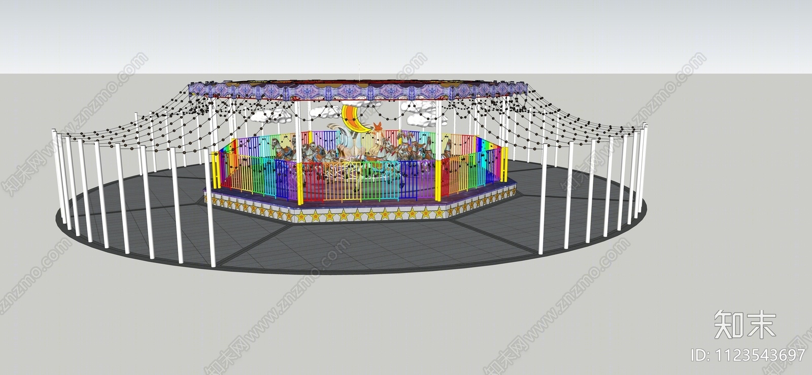 旋转木马SU模型下载【ID:1123543697】