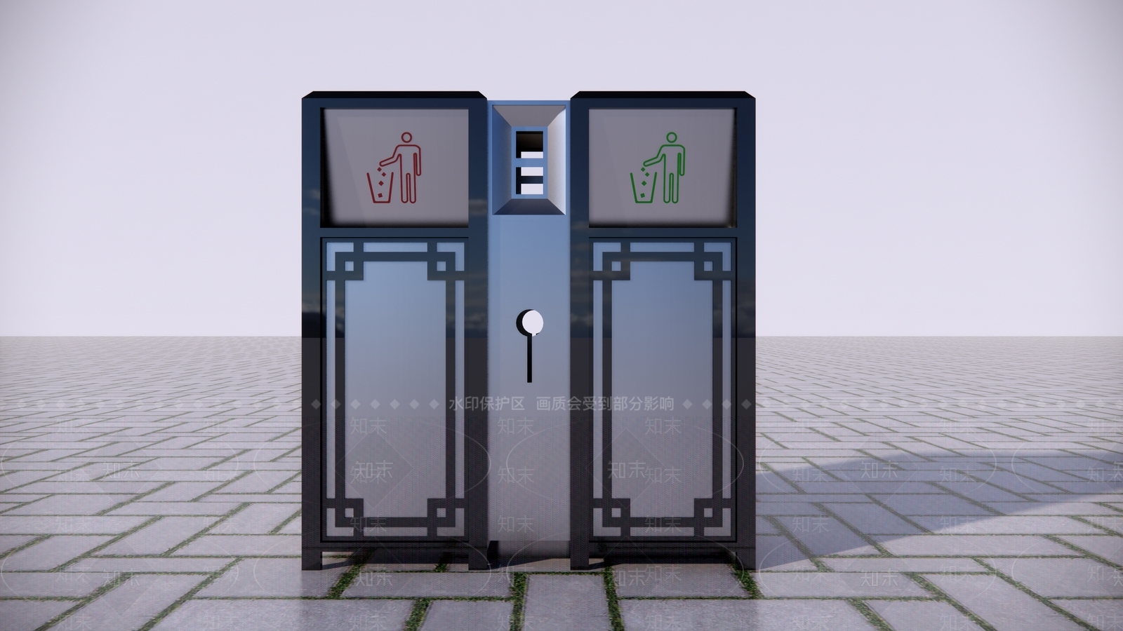 新中式垃圾桶SU模型下载【ID:1123543648】