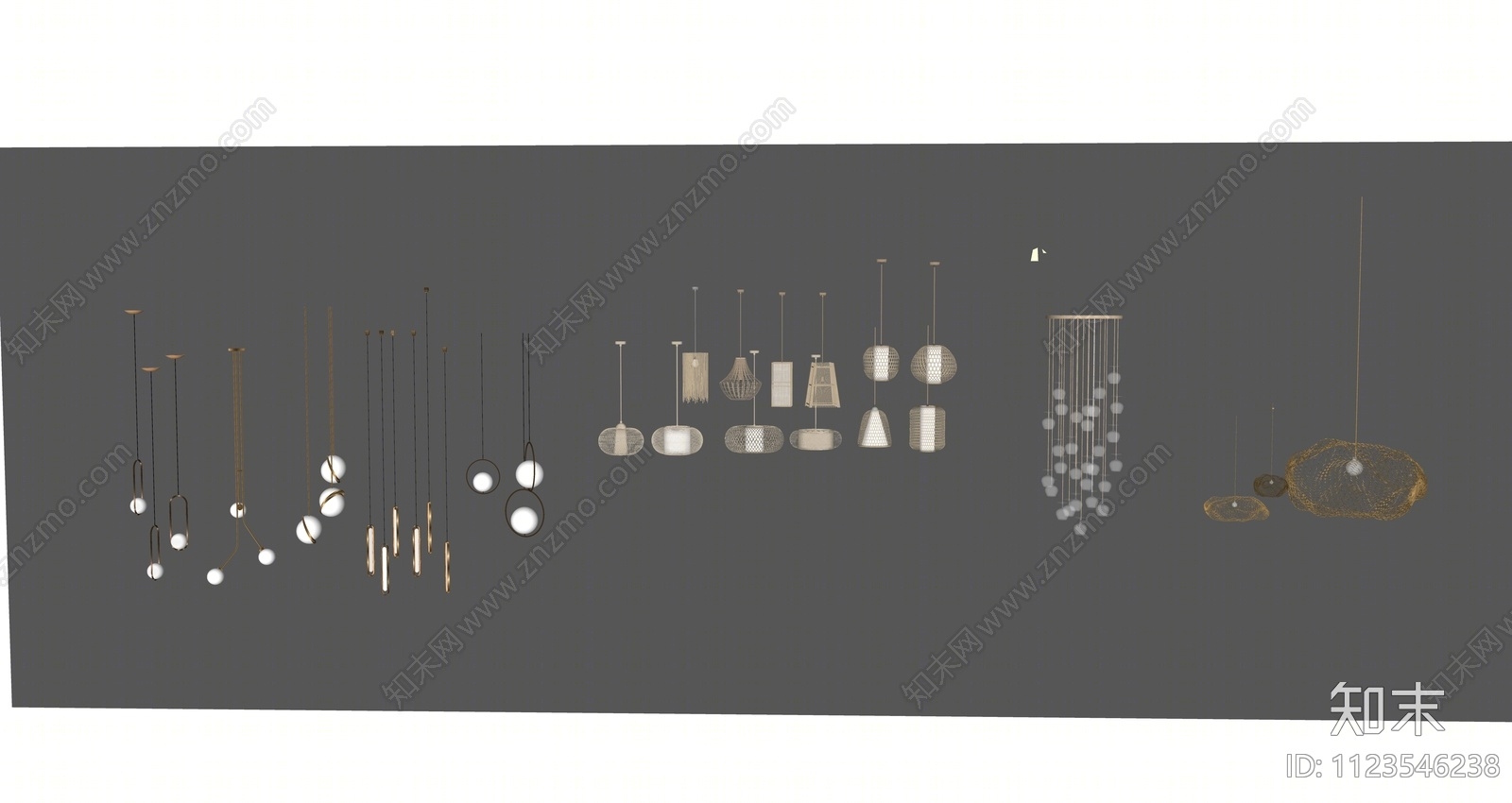现代吊灯组合SU模型下载【ID:1123546238】