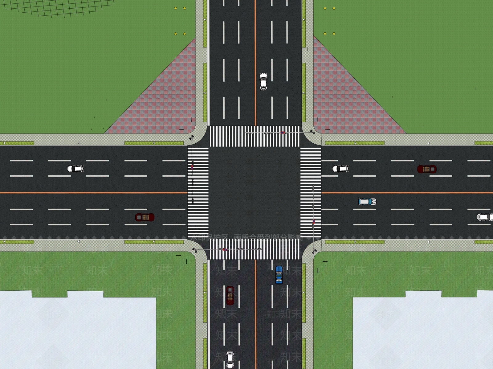 现代市政道路SU模型下载【ID:1123549763】