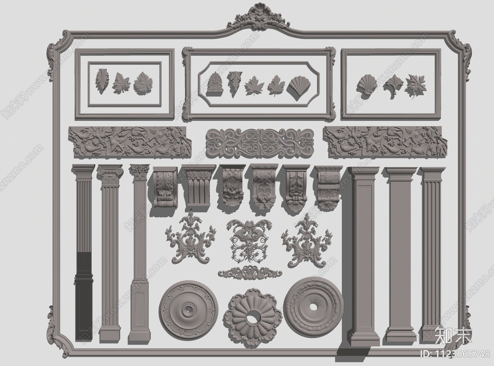欧式古典石膏雕花SU模型下载【ID:1123565748】