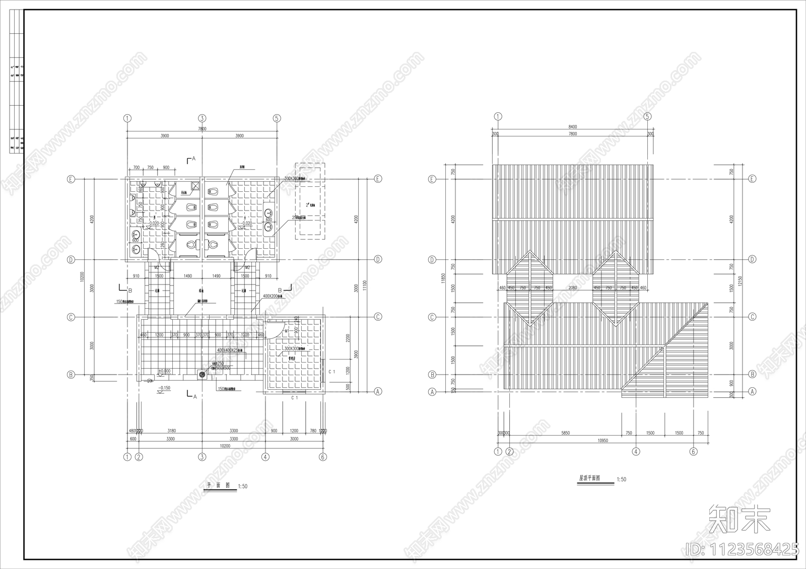 新中式仿古厕所施工图纸cad施工图下载【ID:1123568425】