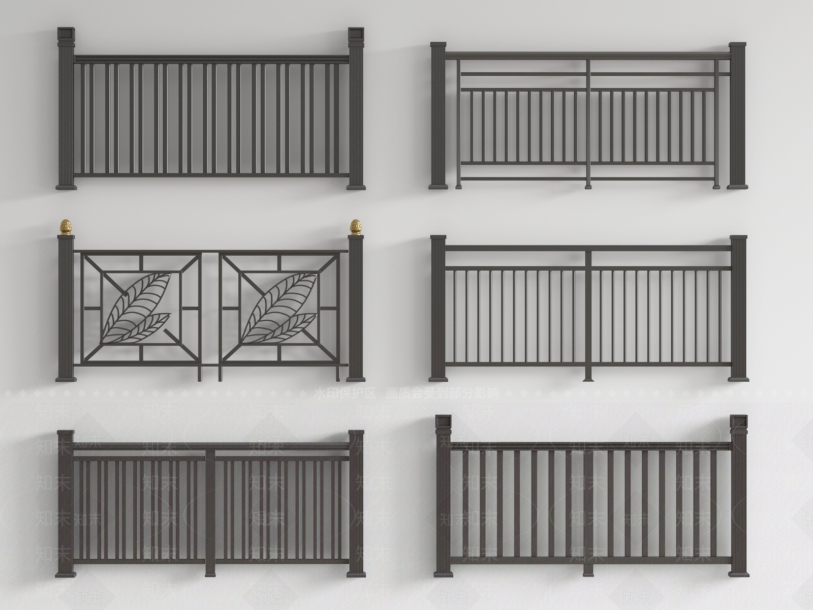 现代阳台铁艺栏杆3D模型下载【ID:1123568868】