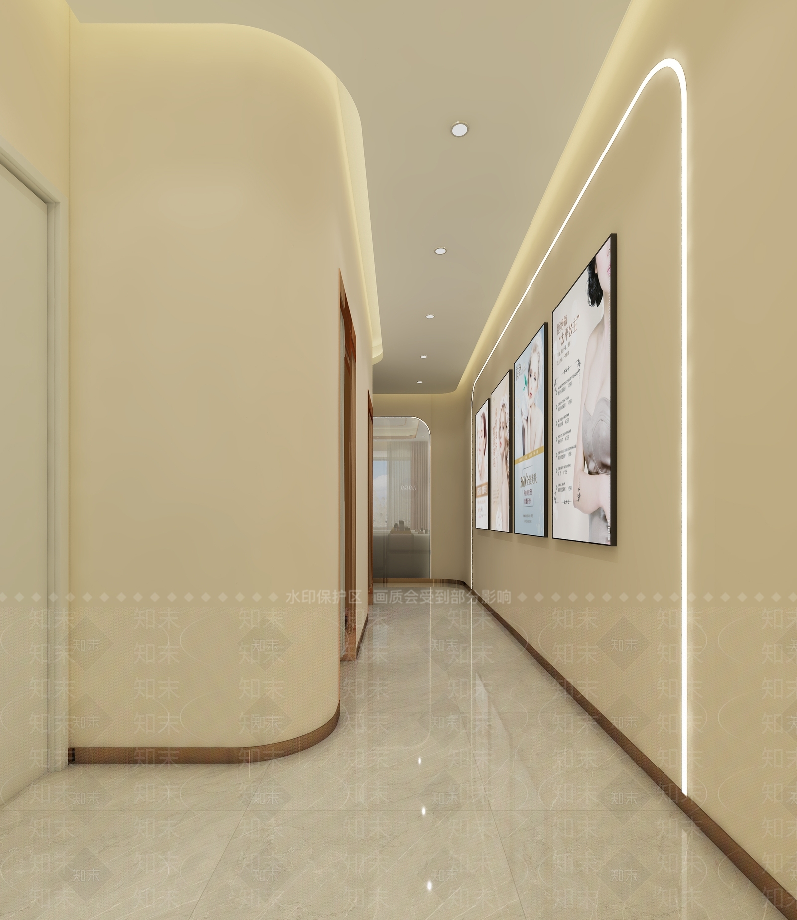 现代康复中心走廊3D模型下载【ID:1123568923】