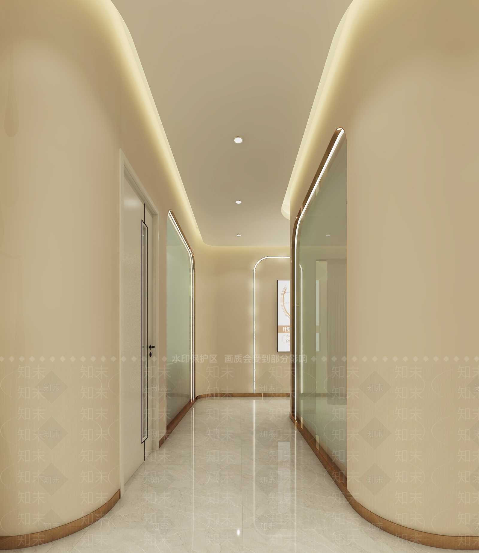现代康复中心走廊3D模型下载【ID:1123568923】