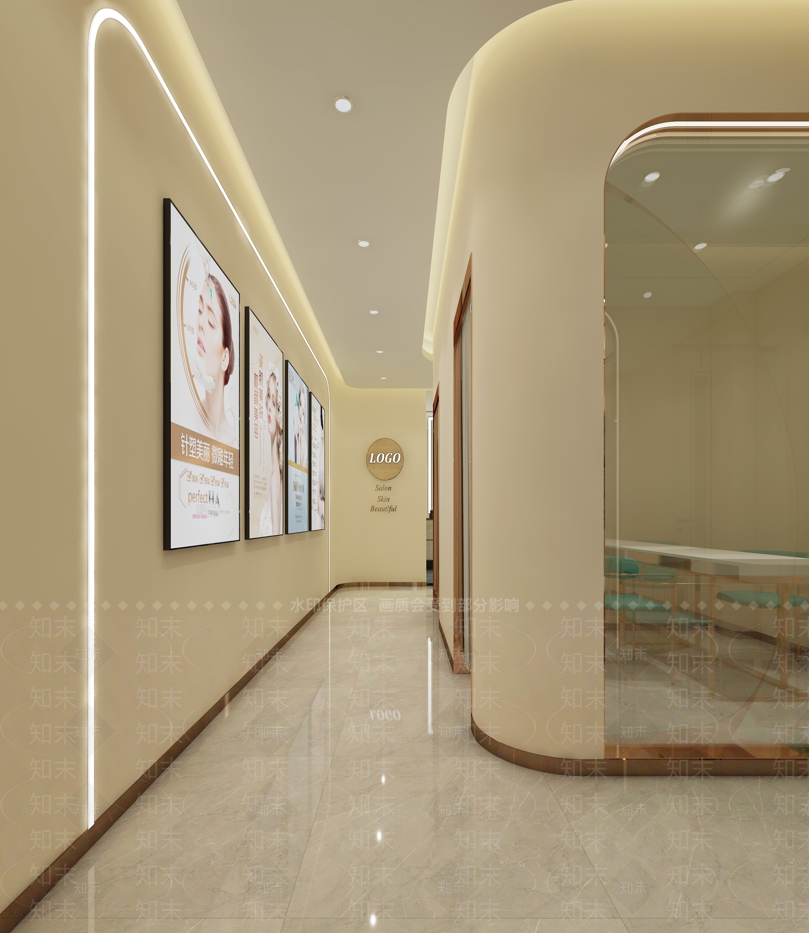 现代康复中心走廊3D模型下载【ID:1123568923】