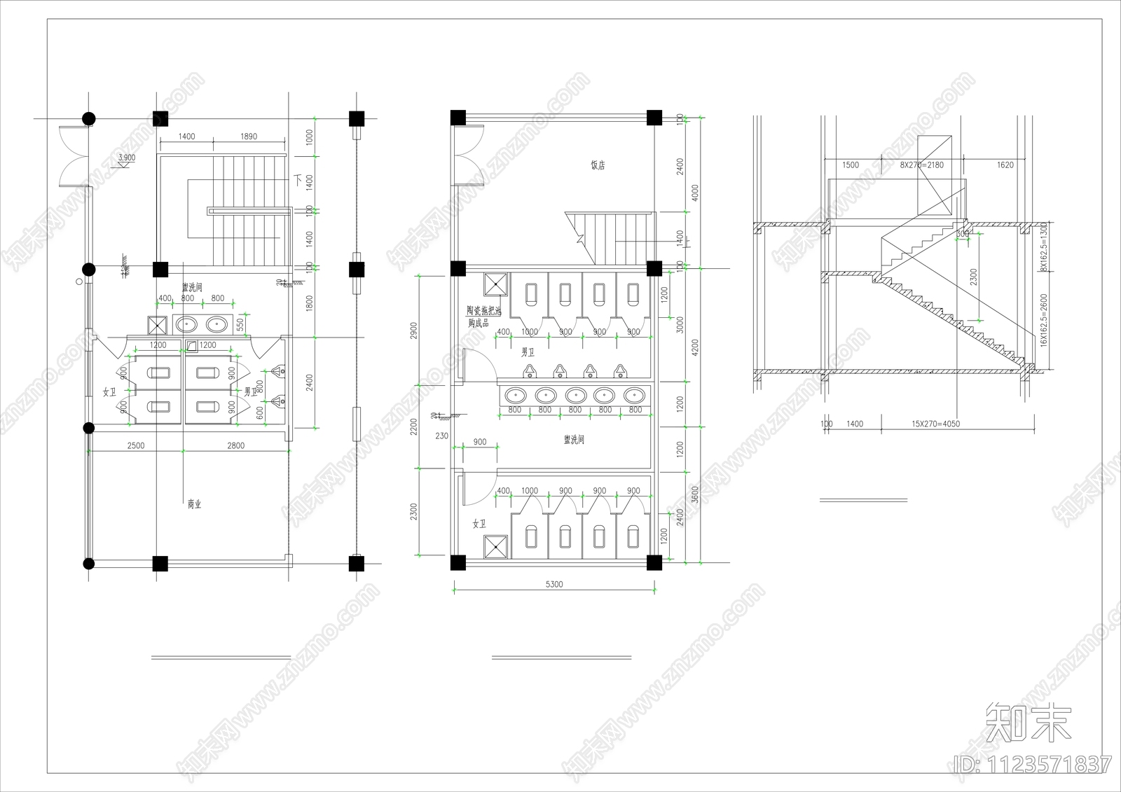新中式客栈建筑cad施工图下载【ID:1123571837】