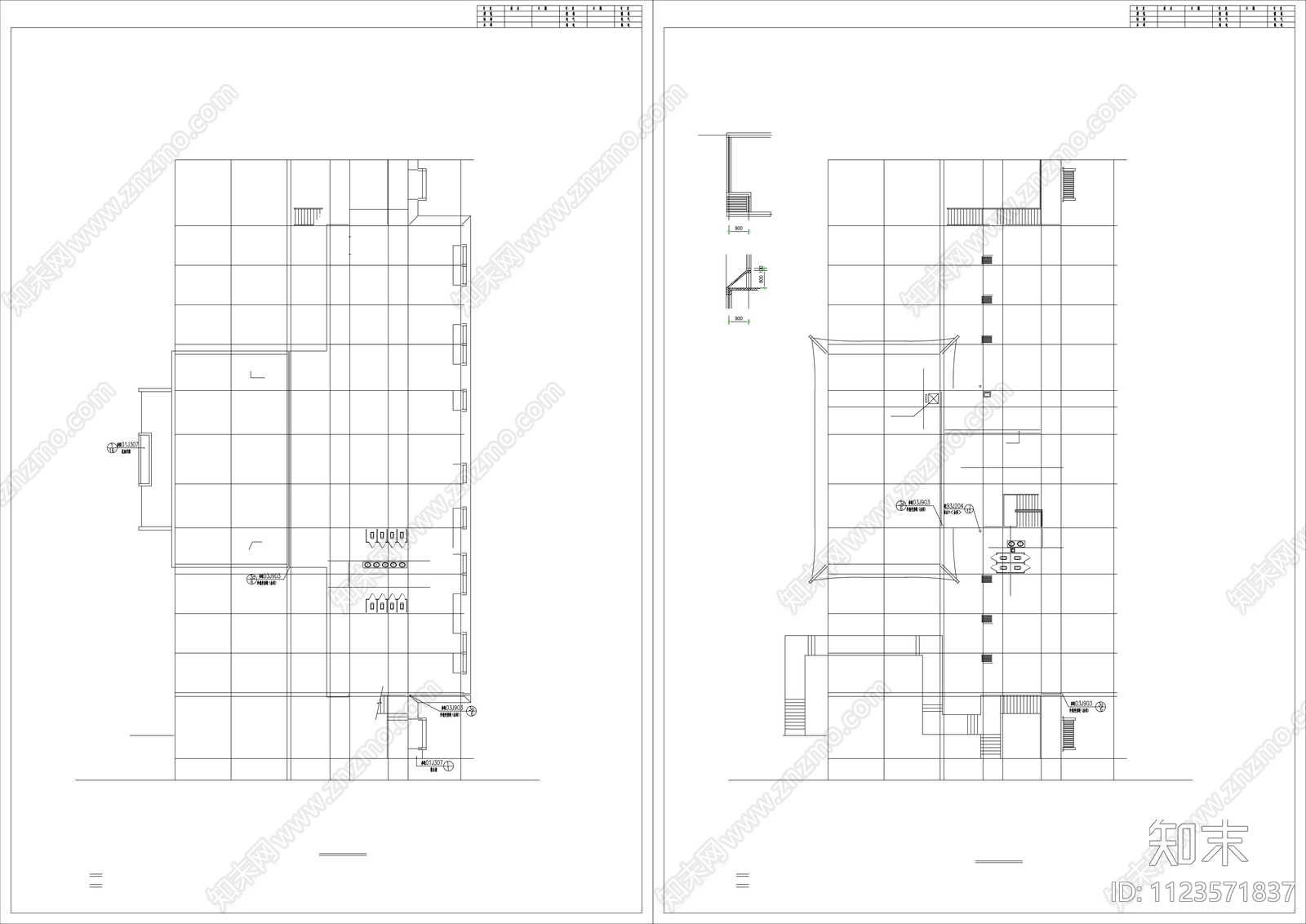 新中式客栈建筑cad施工图下载【ID:1123571837】