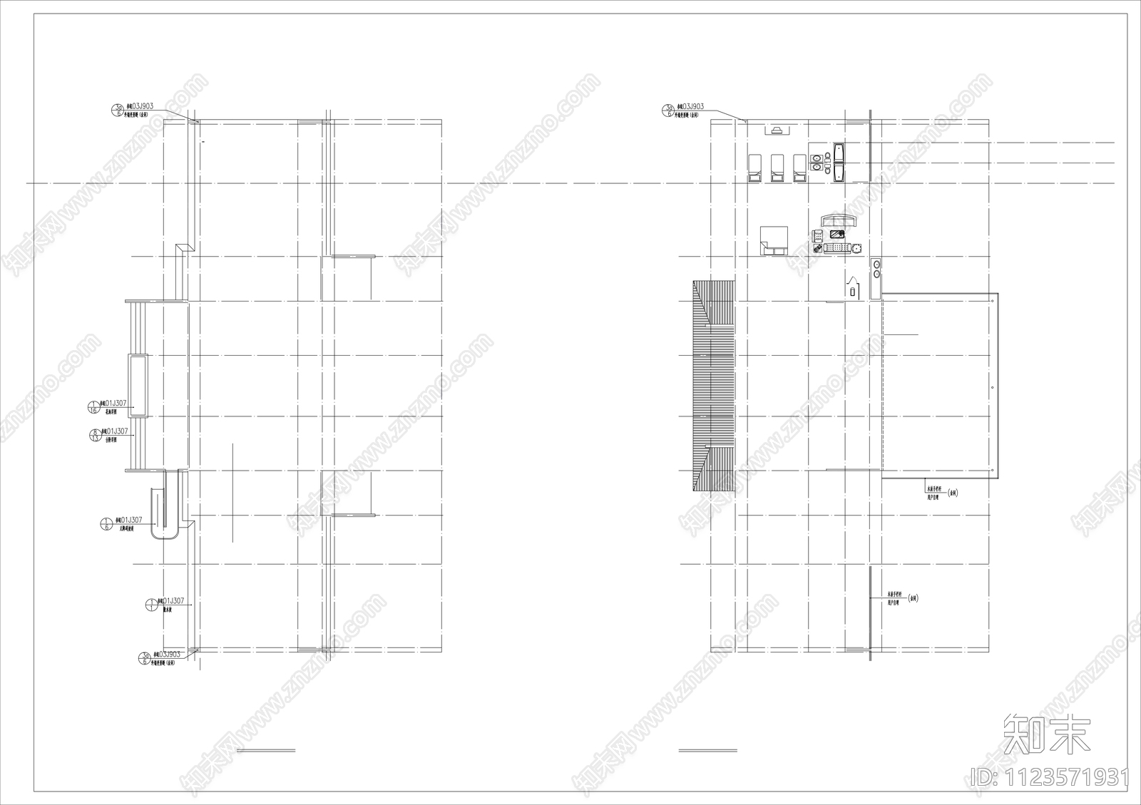 新中式客栈建筑cad施工图下载【ID:1123571931】