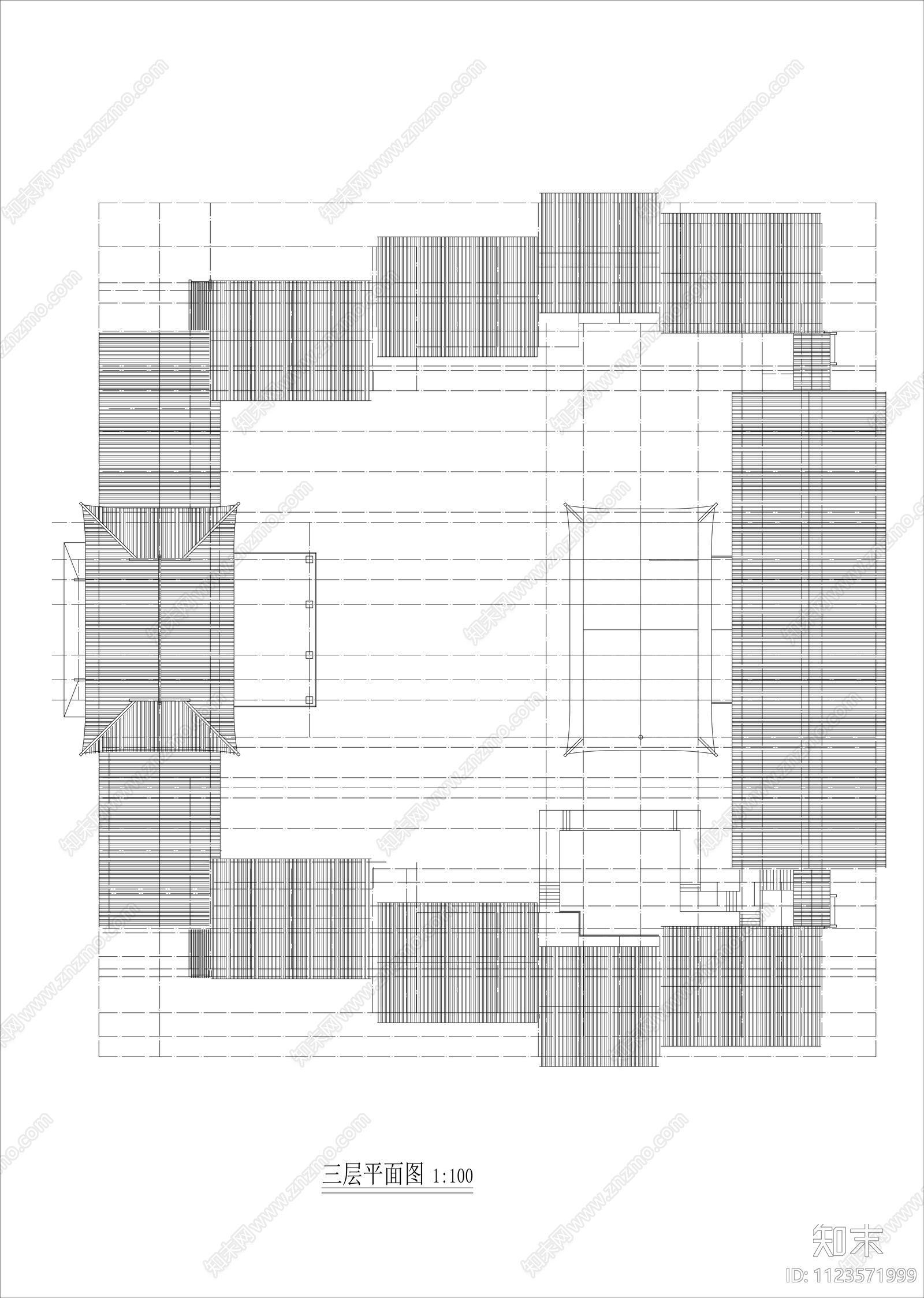 新中式茶楼建筑cad施工图下载【ID:1123571999】