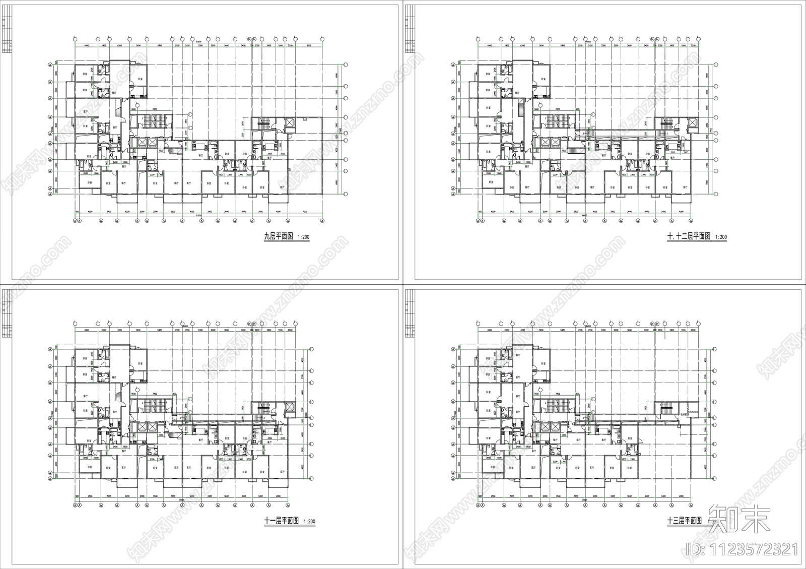 新中式公寓设计方案建筑cad施工图下载【ID:1123572321】