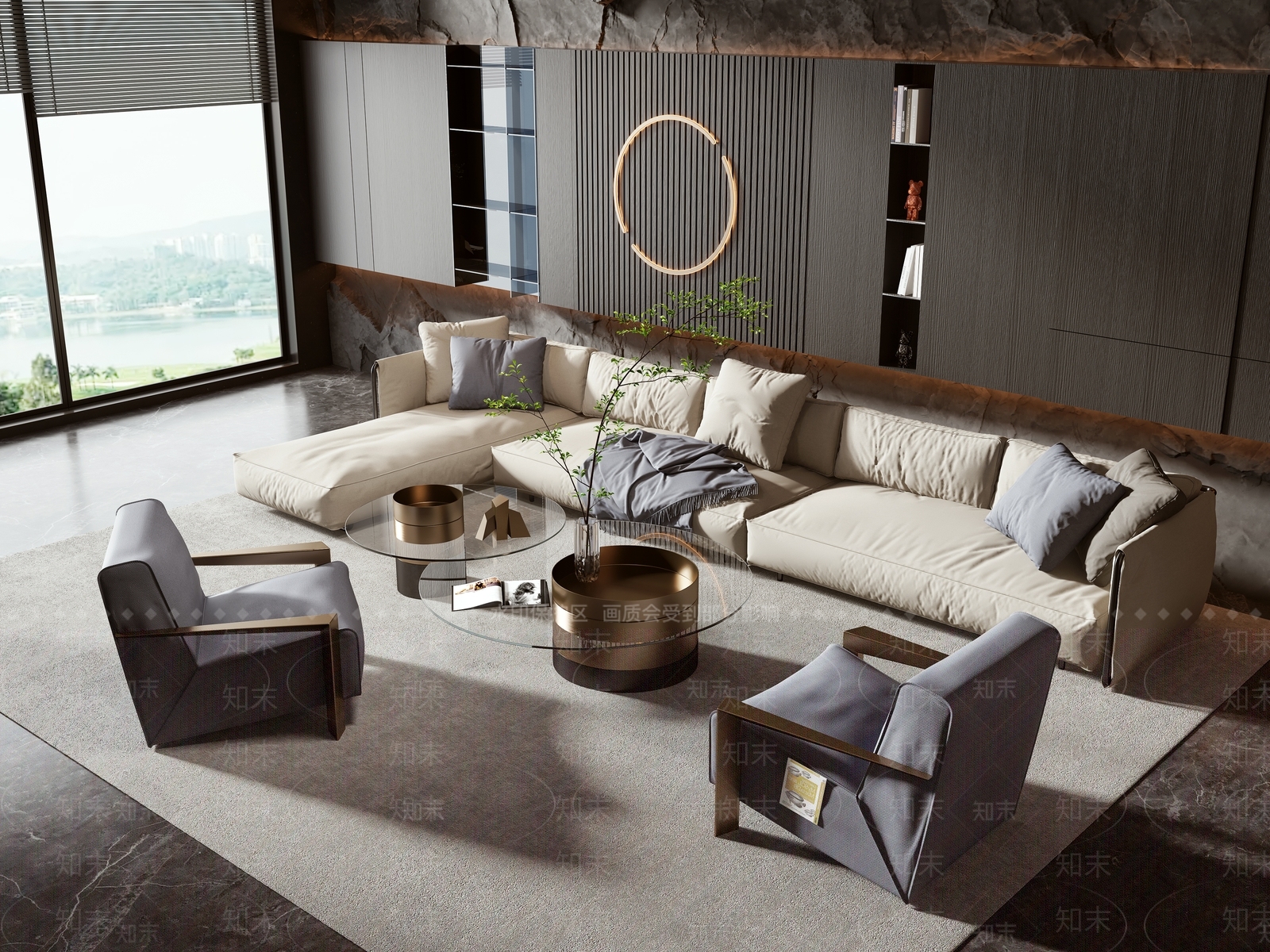 minotti现代沙发茶几组合3D模型下载【ID:1123572563】_知末3d模型网