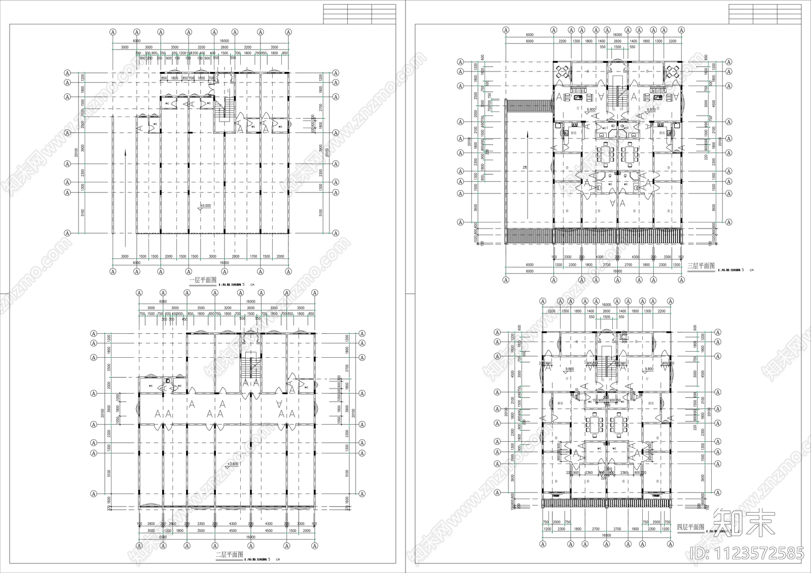 新中式商住建筑cad施工图下载【ID:1123572585】