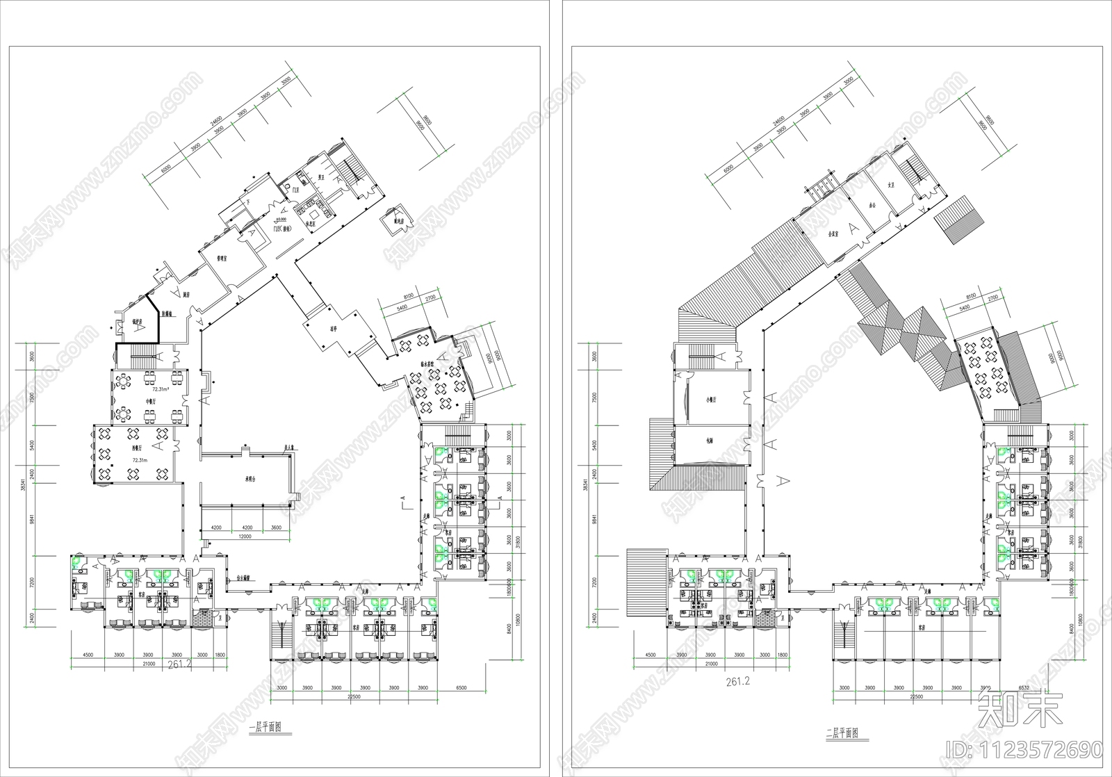 新中式客栈建筑cad施工图下载【ID:1123572690】