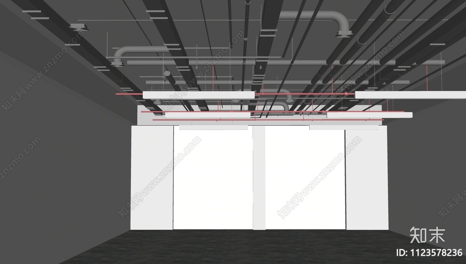 工业管道吊顶SU模型下载【ID:1123578236】