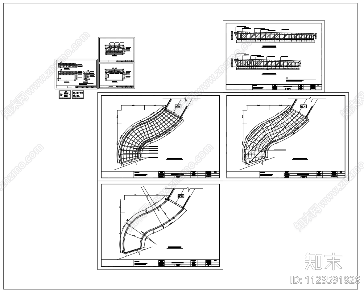 地下车库坡道钢骨架玻璃雨棚施工图下载【ID:1123591826】