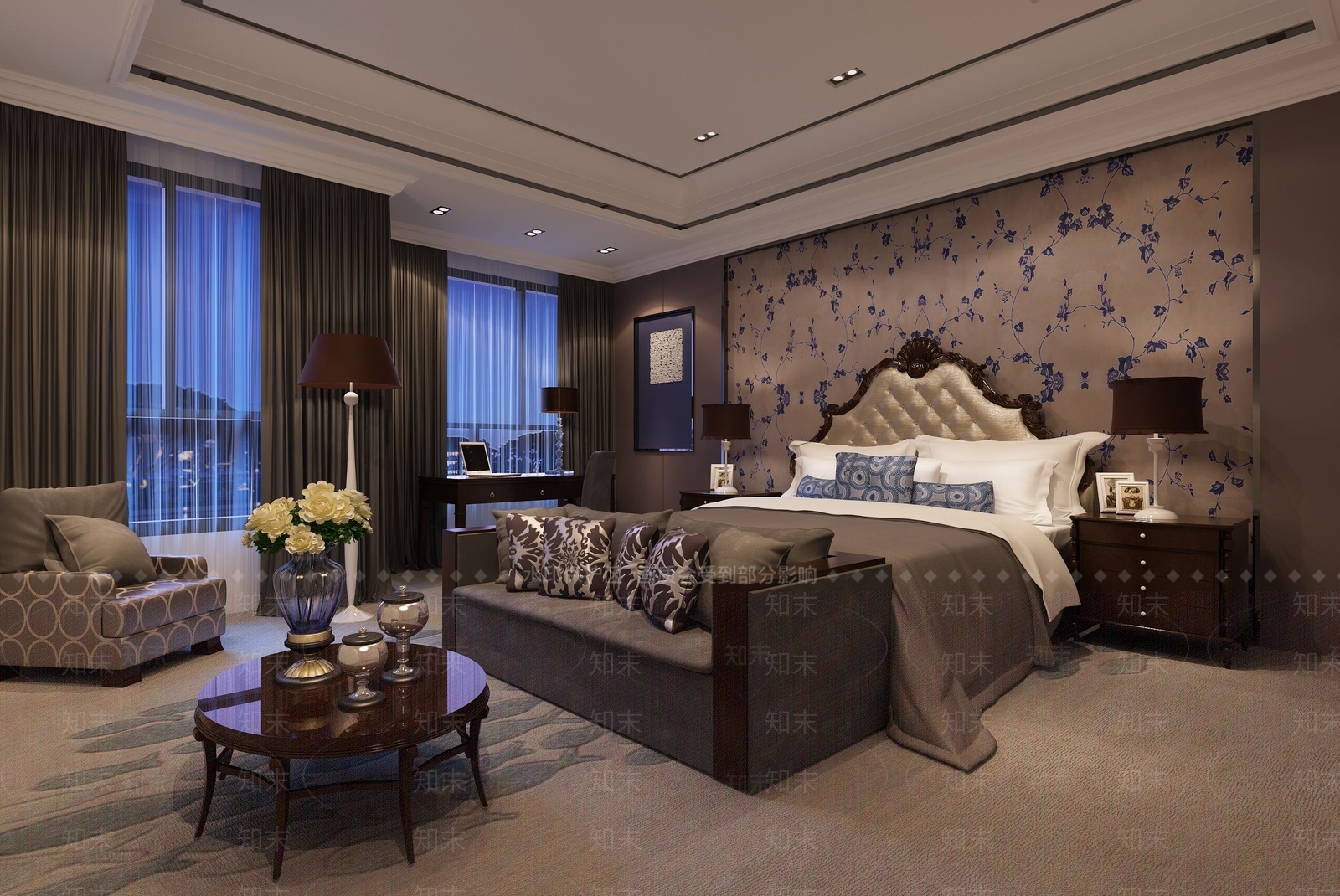 美式酒店套房3D模型下载【ID:1123598903】