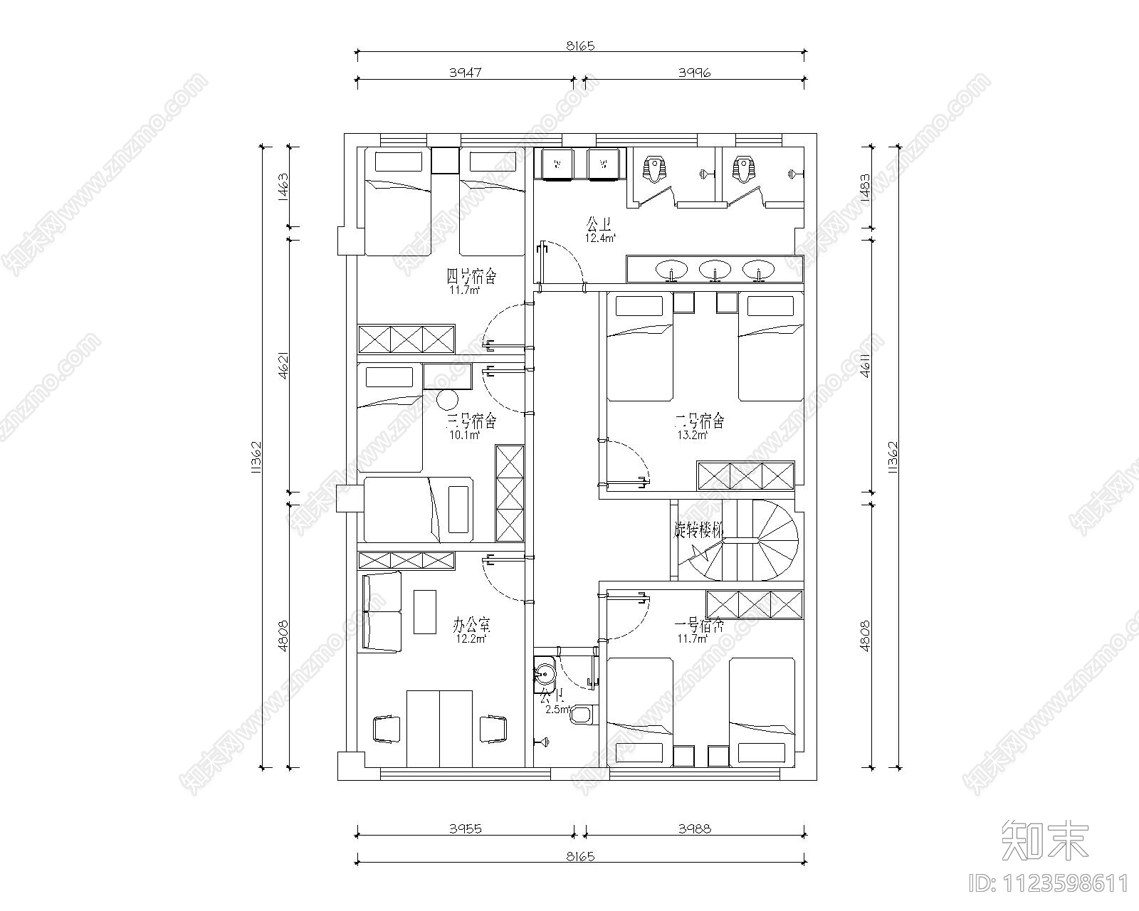 足浴店平面方案cad施工图下载【ID:1123598611】