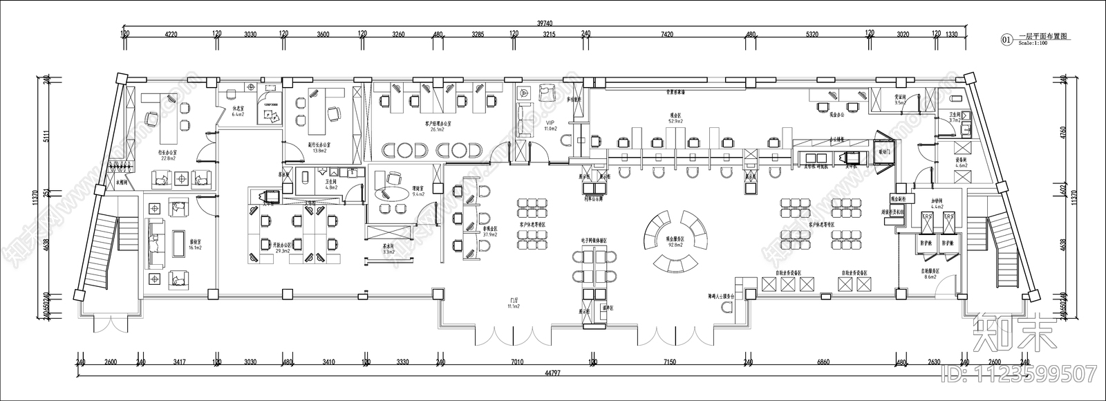 银行平面方案施工图下载【ID:1123599507】