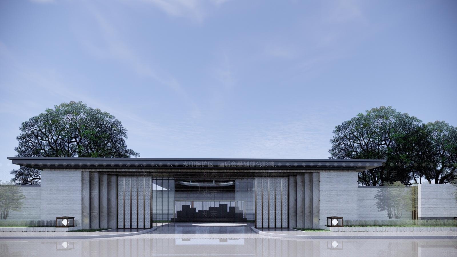 现代风格小区大门SU模型下载【ID:1123691129】