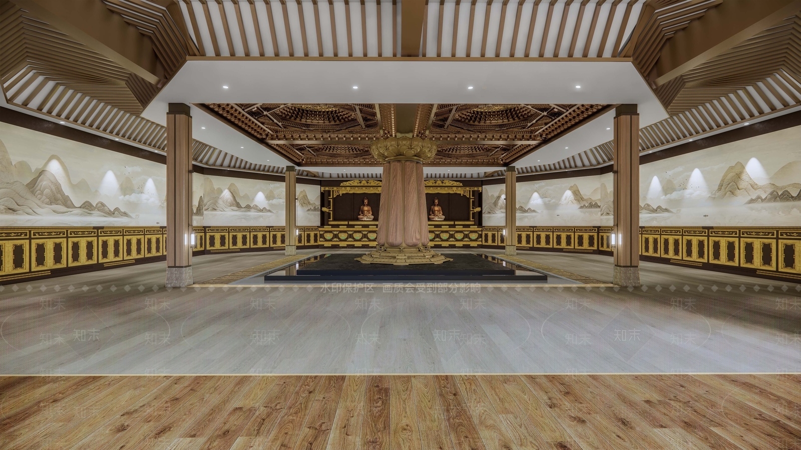新中式其它学校空间SU模型下载【ID:1123601940】