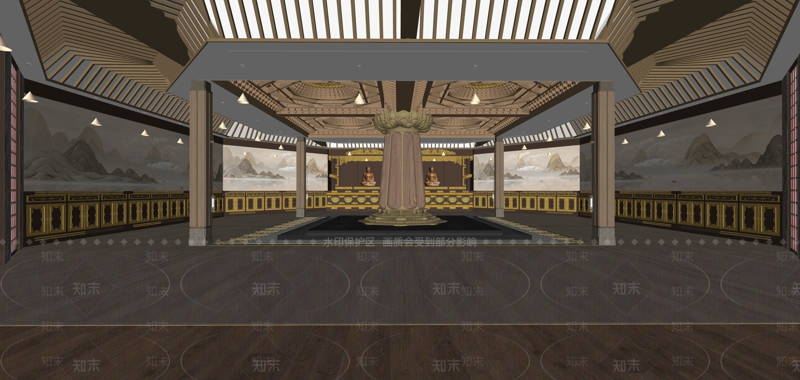 新中式其它学校空间SU模型下载【ID:1123601940】