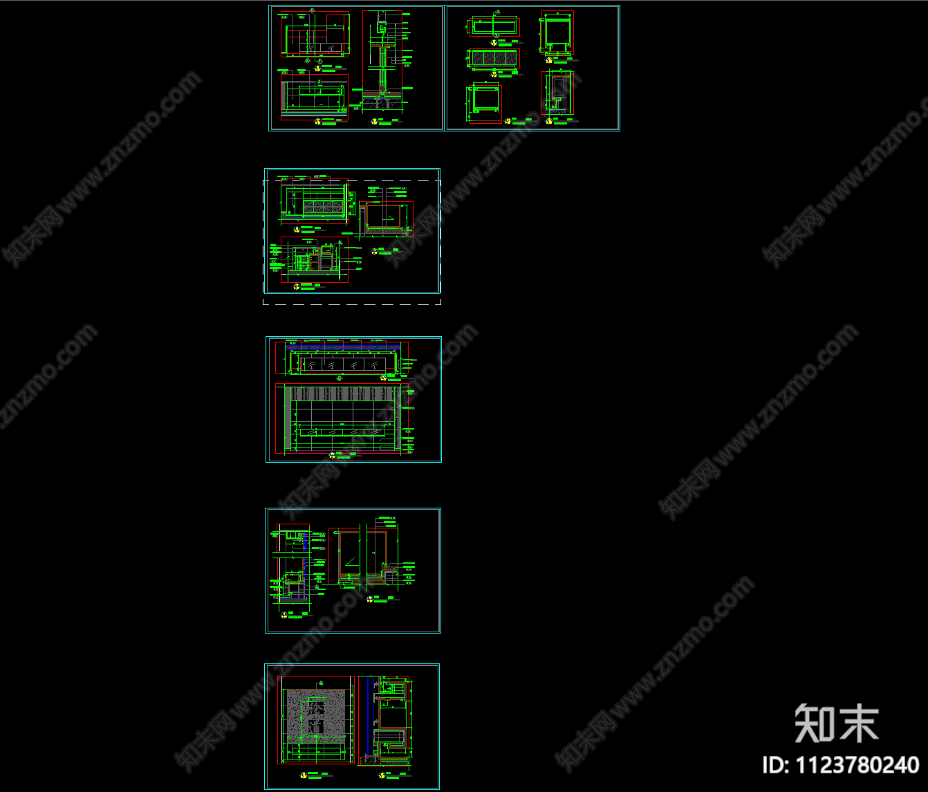 现代商业空间平立剖面cad施工图下载【ID:1123780240】