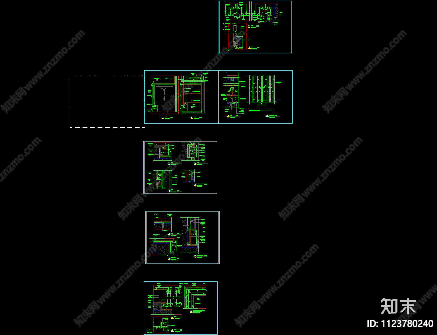 现代商业空间平立剖面cad施工图下载【ID:1123780240】