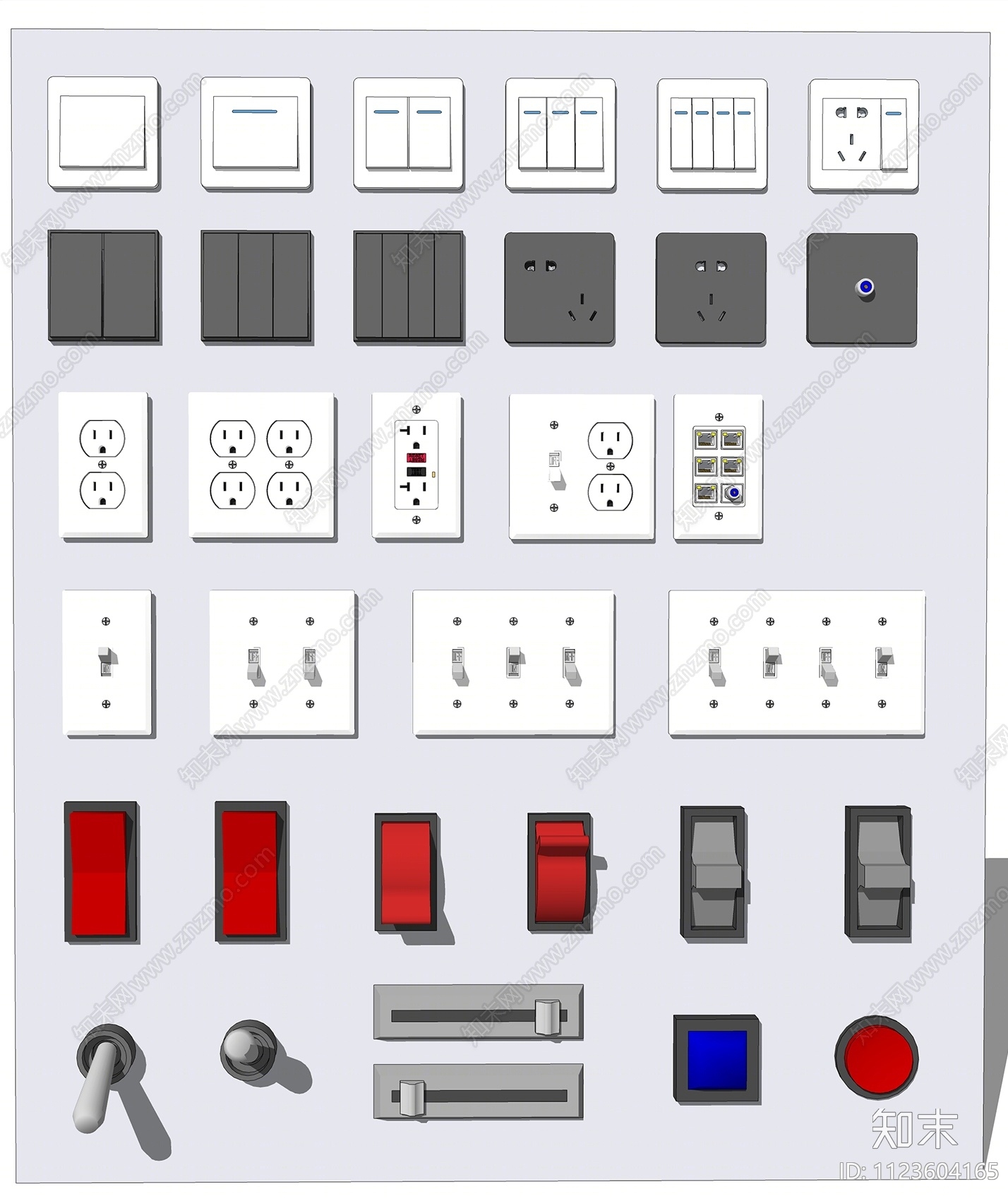 现代开关插座SU模型下载【ID:1123604165】