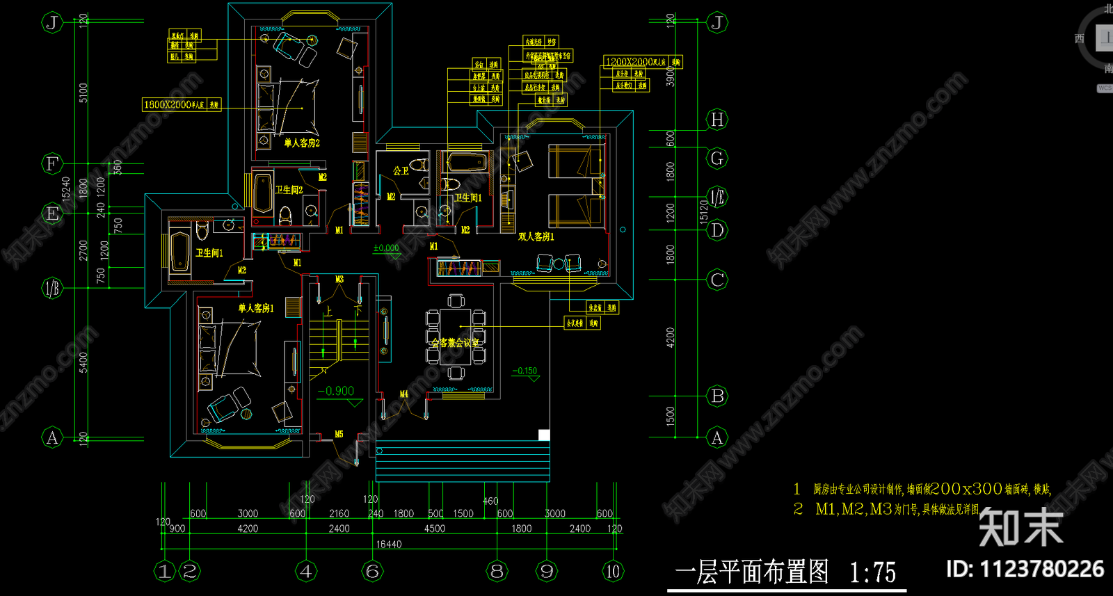 简欧风格别墅cad施工图下载【ID:1123780226】