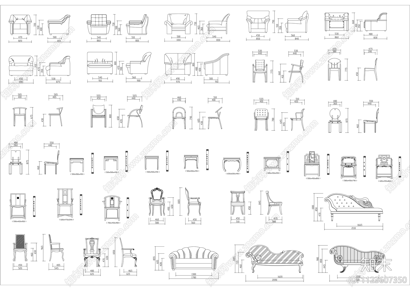 常用家具立面图块施工图下载【ID:1123607350】