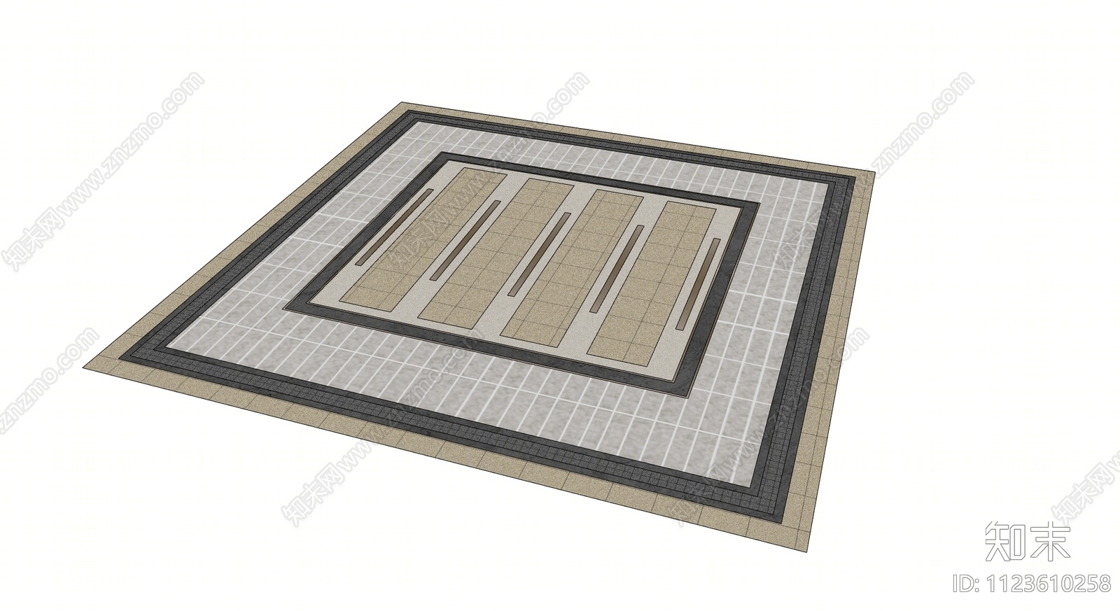 现代广场铺地SU模型下载【ID:1123610258】