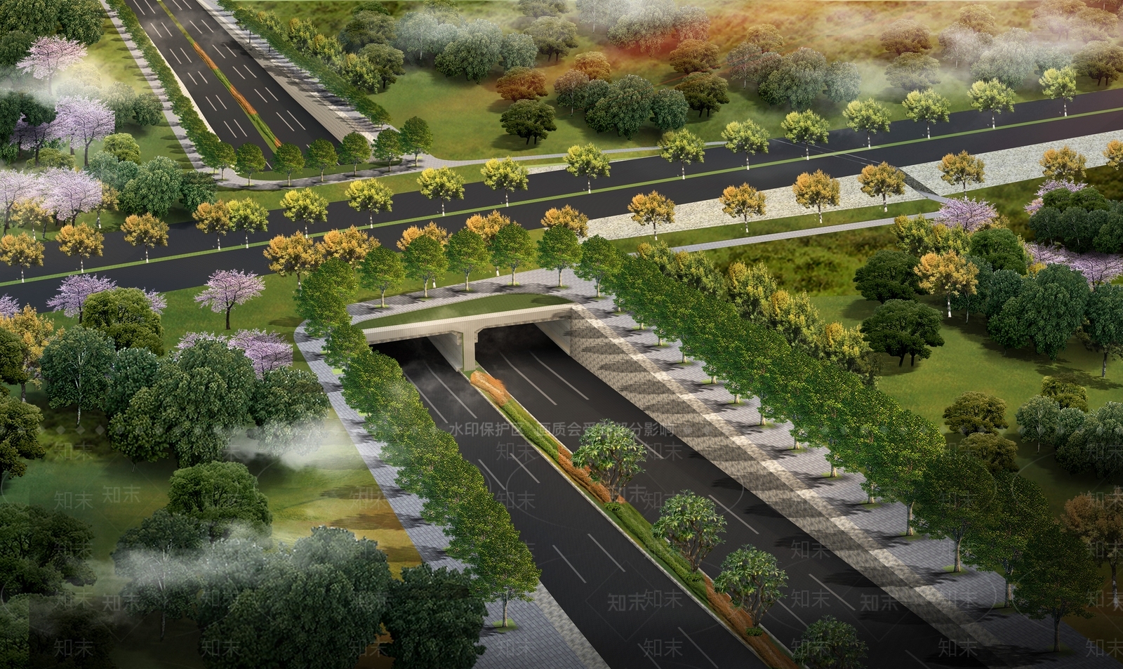 现代市政道路SU模型下载【ID:1123612911】