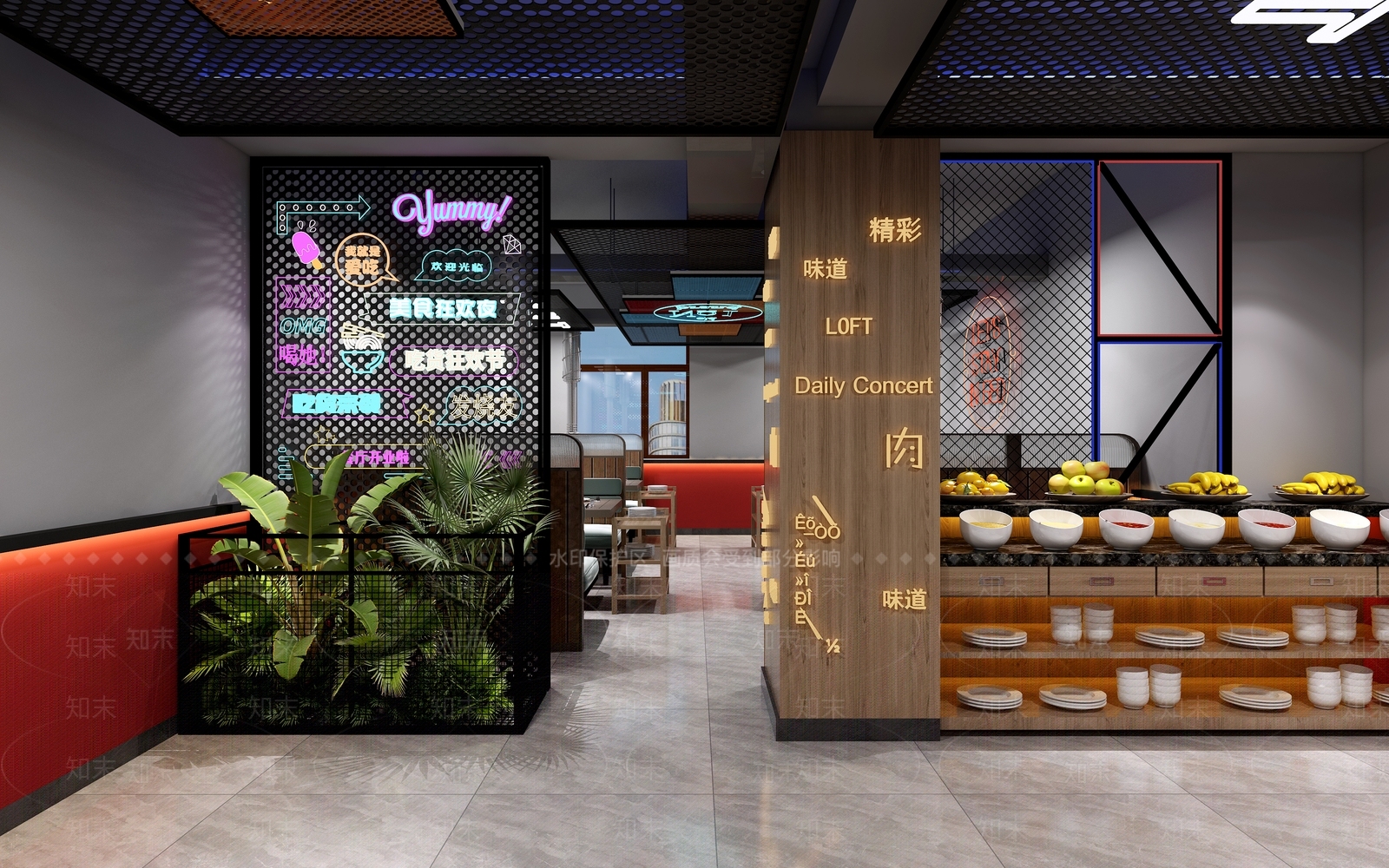 工业风烤肉店3D模型下载【ID:1123616238】