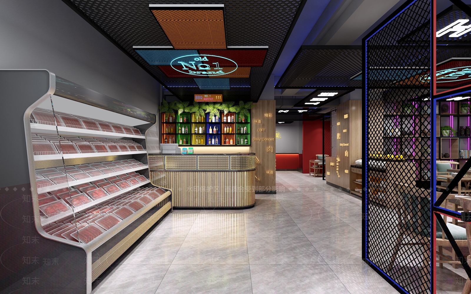 工业风烤肉店3D模型下载【ID:1123616238】