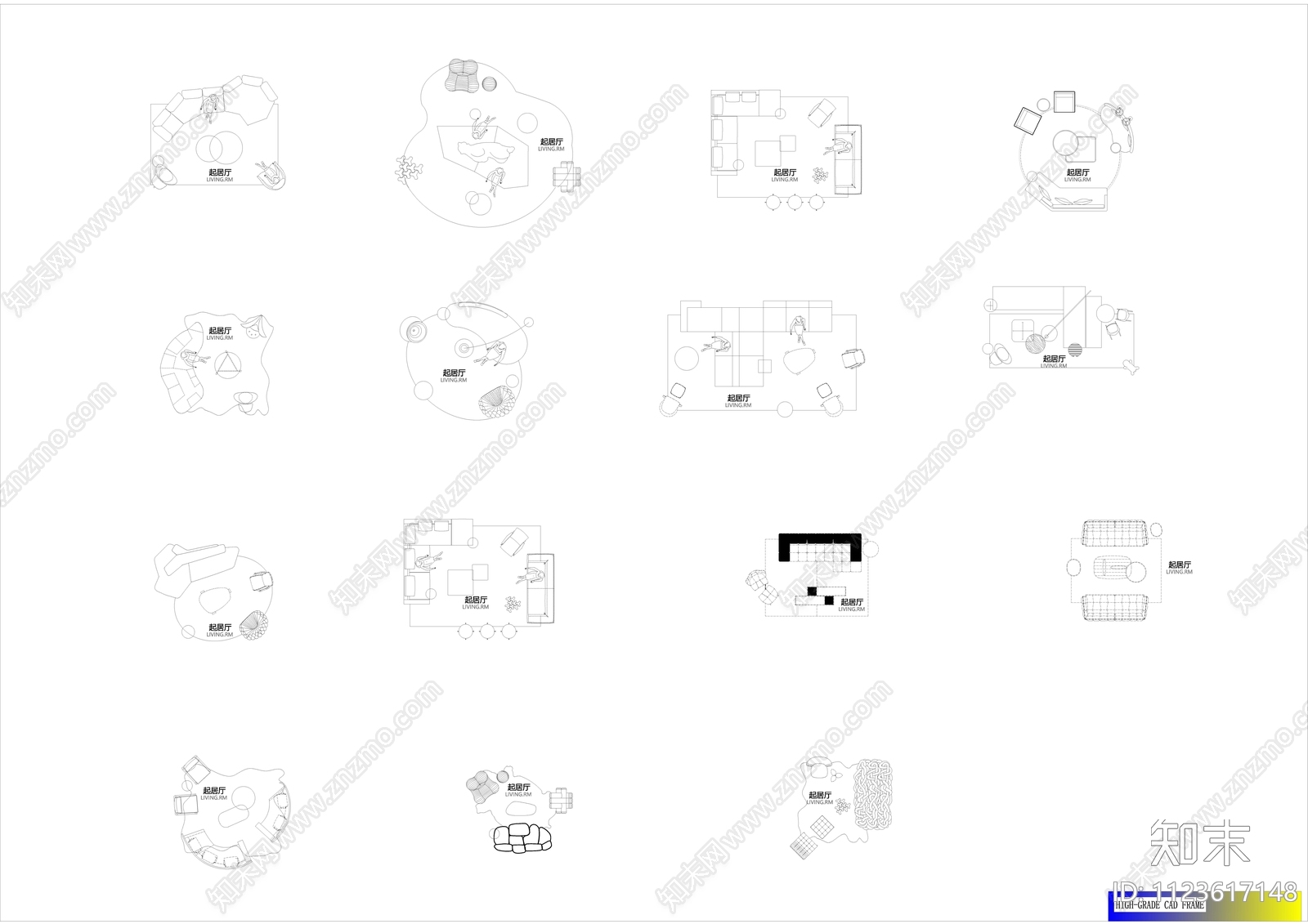 现代简约CAD图块cad施工图下载【ID:1123617148】
