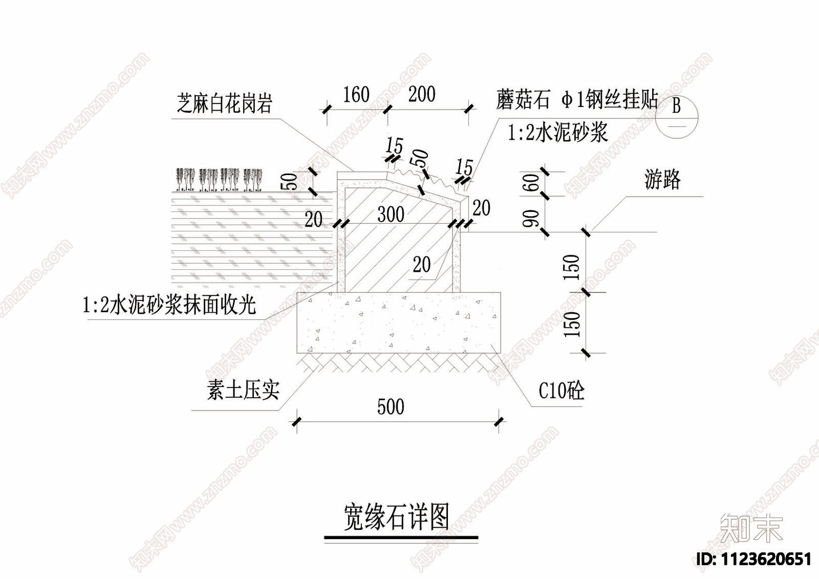 缘石详图cad图施工图下载【ID:1123620651】