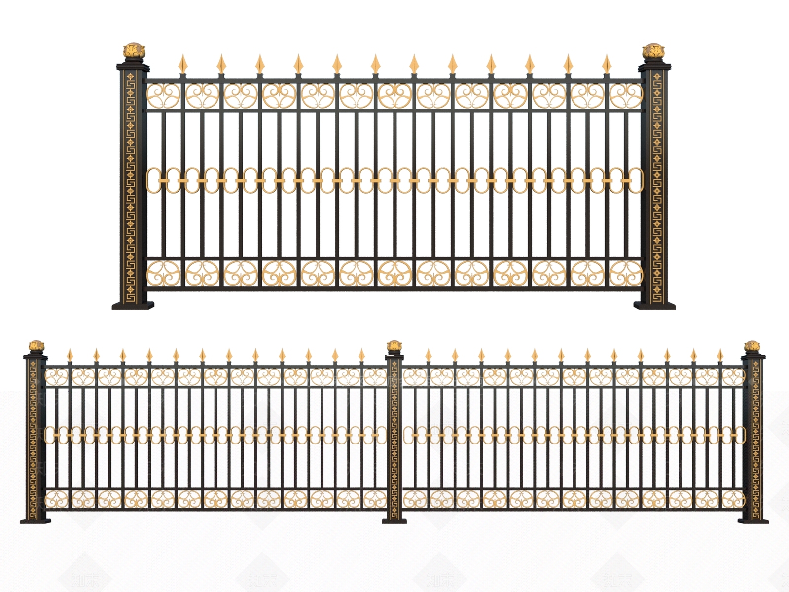 欧式风格铁艺栏杆SU模型下载【ID:1123625795】