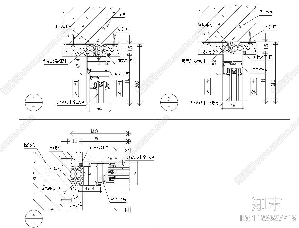 建筑装饰铝合金窗户装修做法施工图下载【ID:1123627715】