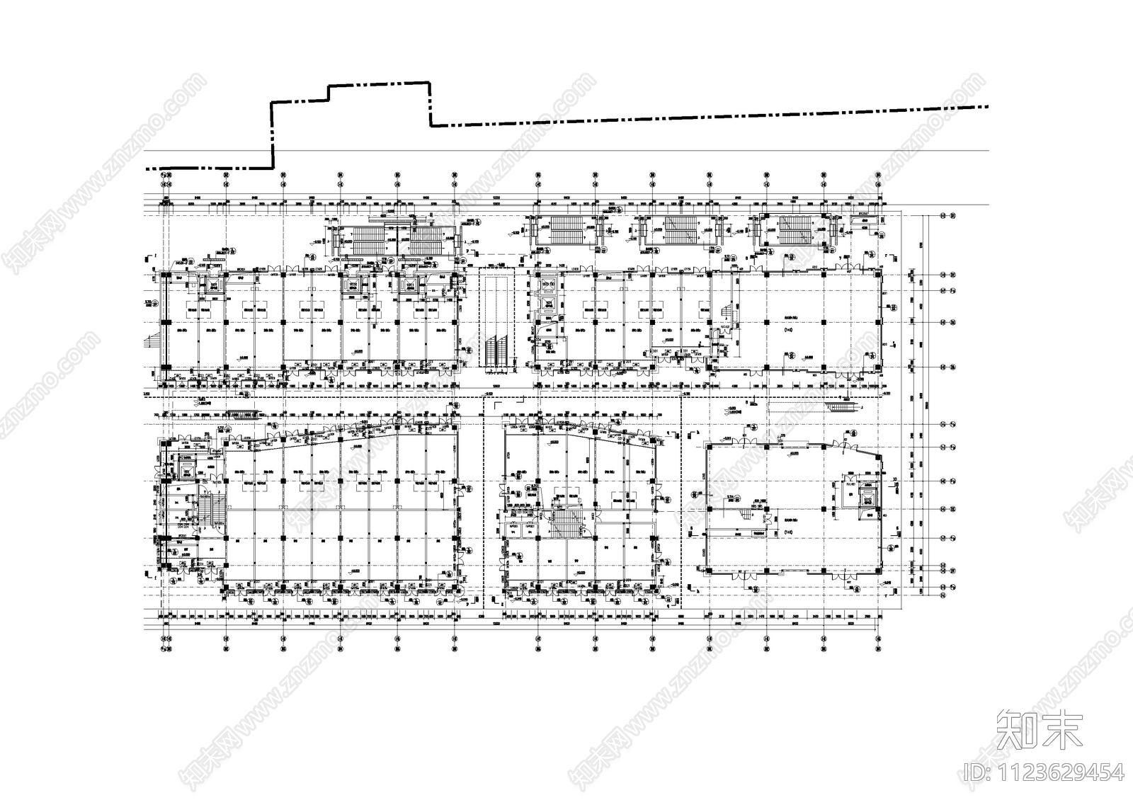 中式串城文化步行街小镇cad施工图下载【ID:1123629454】