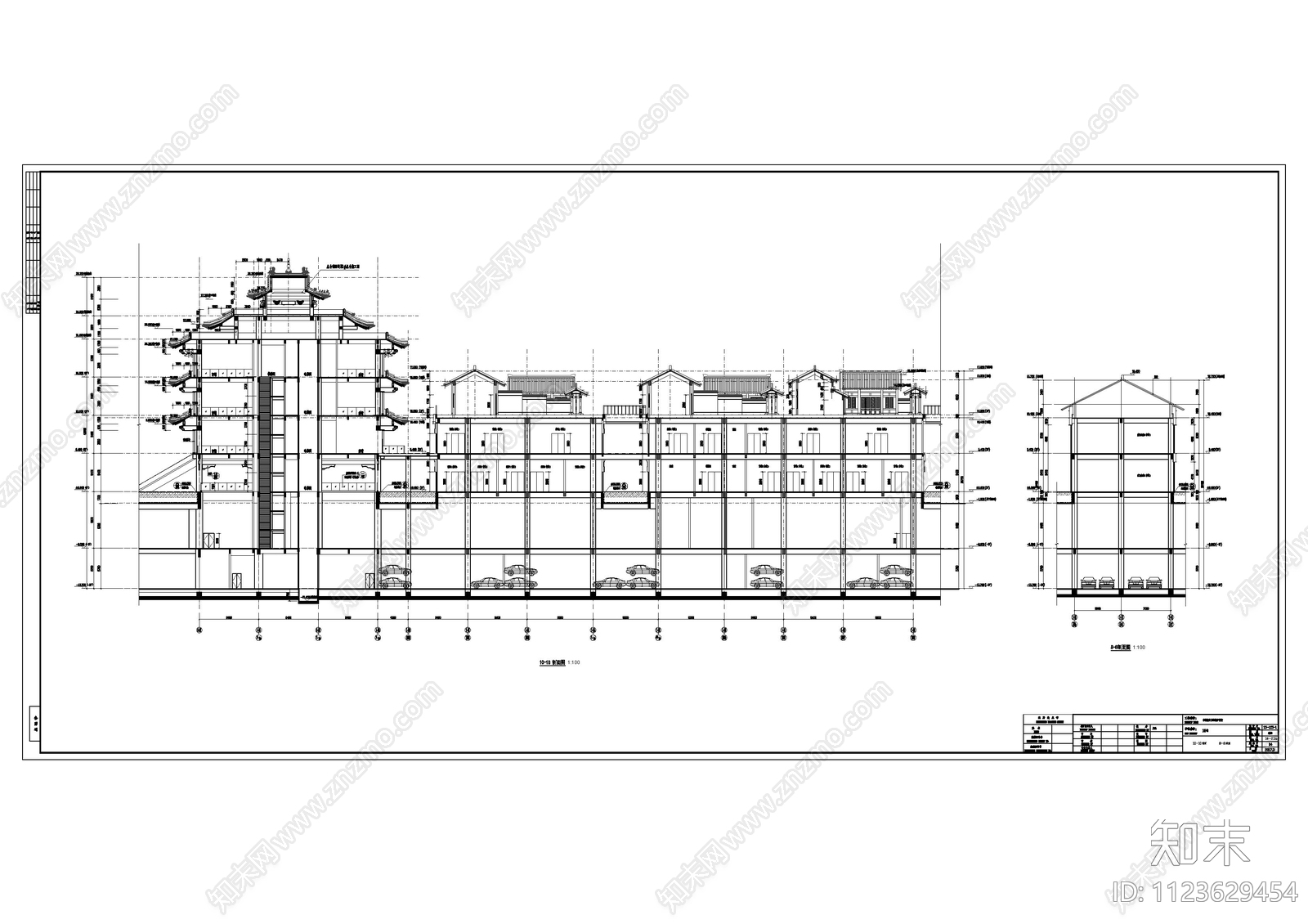 中式串城文化步行街小镇cad施工图下载【ID:1123629454】
