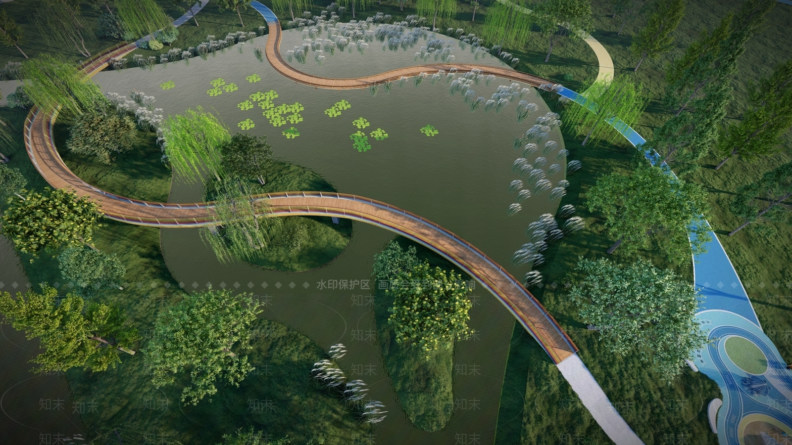 现代滨水景观SU模型下载【ID:1123632751】