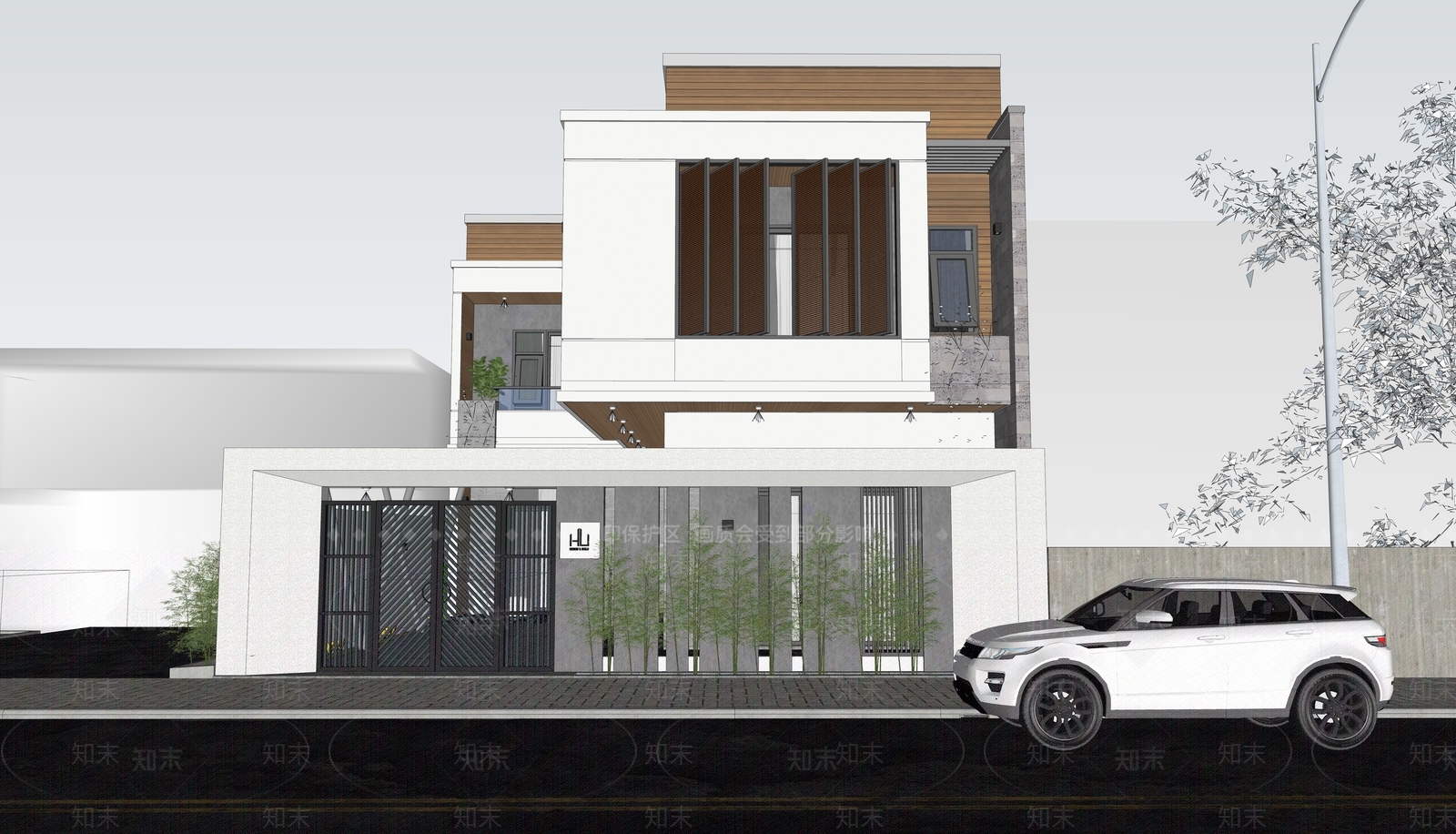现代独栋别墅自建房SU模型下载【ID:1123634339】_知末su模型网