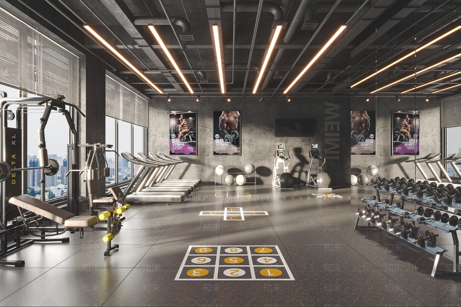 现代健身房3D模型下载【ID:1123636856】