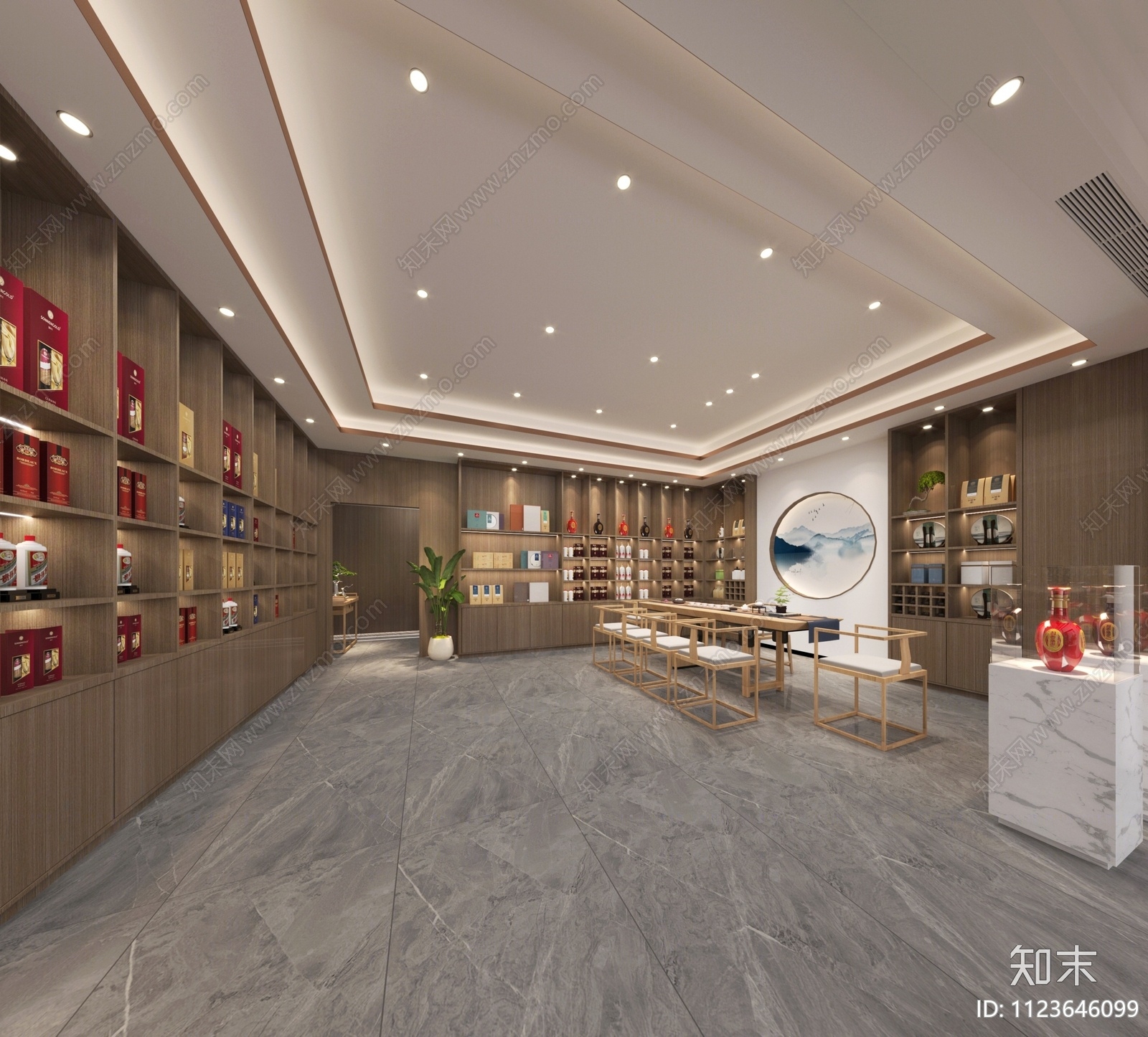 新中式烟酒店3D模型下载【ID:1123646099】