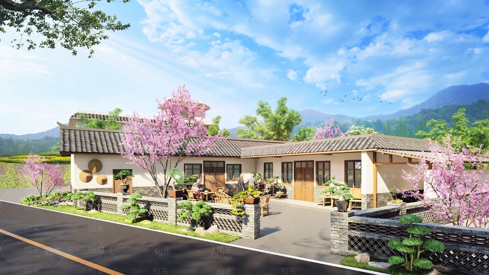 新中式乡村民居SU模型下载【ID:1123653216】
