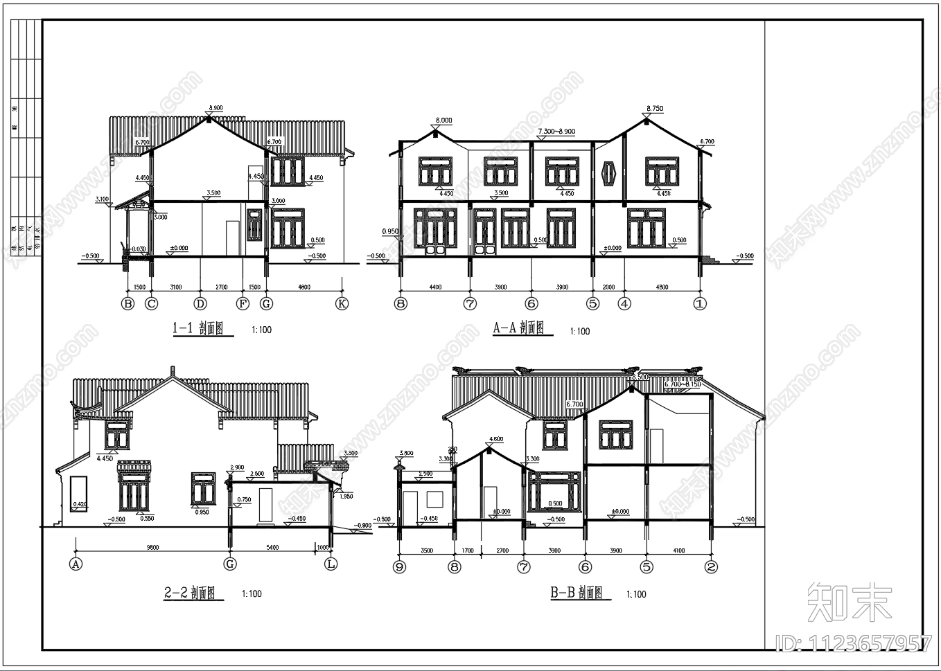 苏式江南二层别墅建筑施工图下载【ID:1123657957】